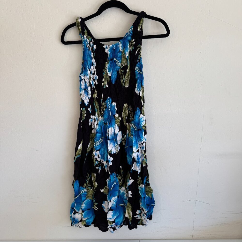 Thai Rayon Floral Midi Dress | Tropical Print | Size Unknown; Approx L - Picture 2 of 3